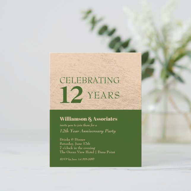 Lámina Invitaciones de oro verde para el aniversario de l (Anverso de pie)