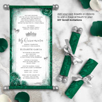 Invitaciones de pergamino de Silver y Green Quince