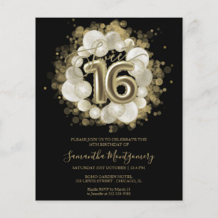 Lámina Invitaciones de Presupuesto para Sweet 16 Dorado N
