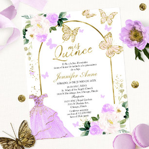 Lámina Invitaciones de Quinceañera al Estilo Mariposa Pre