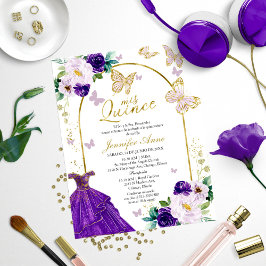 Lámina Invitaciones de Quinceañera al Estilo Mariposa Pre