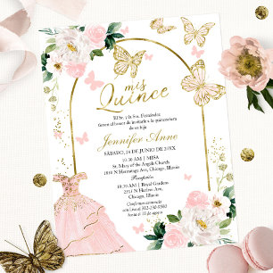Lámina Invitaciones de Quinceañera al Estilo Mariposa Pre