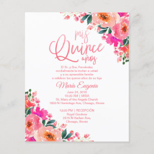 Lámina Invitaciones de Quinceañera Florales Españolas Eco
