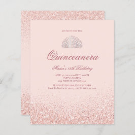 Lámina Invitaciones de Quinceanera Rosa de oro a descuent