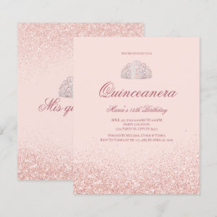 Lámina Invitaciones de Quinceanera Rosa de oro a descuent