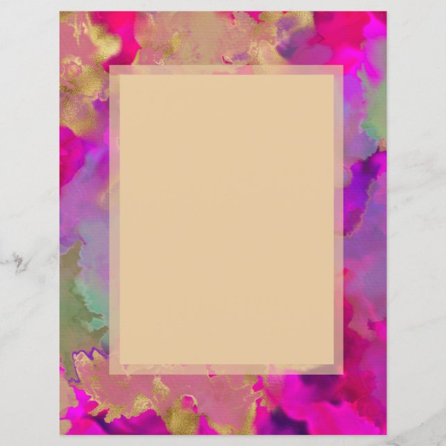 Lámina Invitaciones de tinta de mármol rosa, violeta y ve (Anverso)