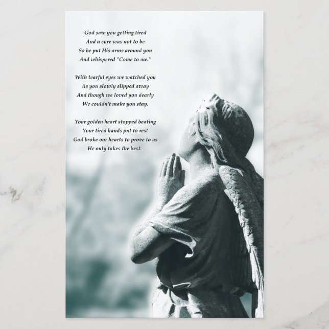 Lámina invitaciones del servicio funerario de oración de  (Anverso)