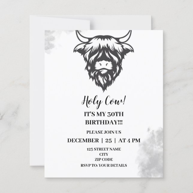 Lámina Invitaciones divertidas a la fiesta de cumpleaños  (Anverso)