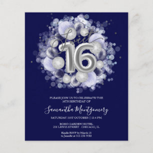 Lámina Invitaciones económicas para Sweet 16 con globos d