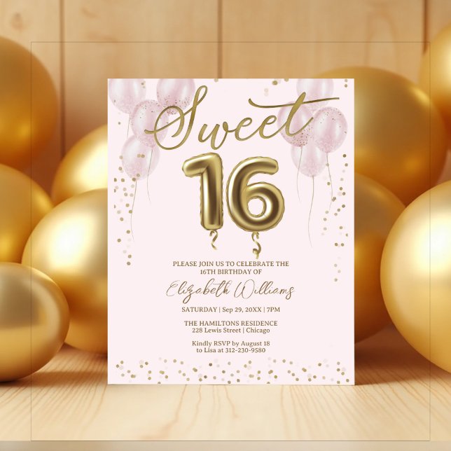 Lámina Invitaciones económicas para Sweet 16 con globos d (Subido por el creador)