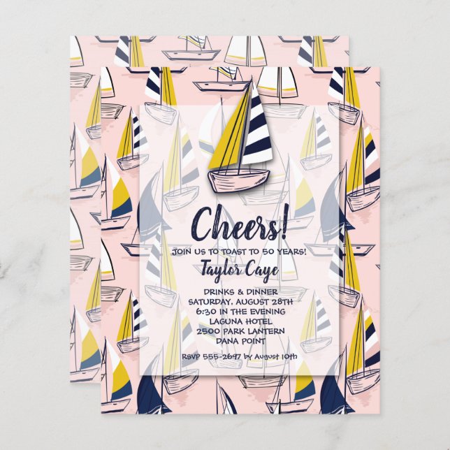 Lámina Invitaciones Náuticas Náuticas de cumpleaños para  (Anverso / Reverso)