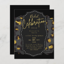 Invitaciones para el tema del Glitzy Black Gold Br