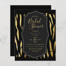 Invitaciones para el tema del Glitzy Black Gold Br