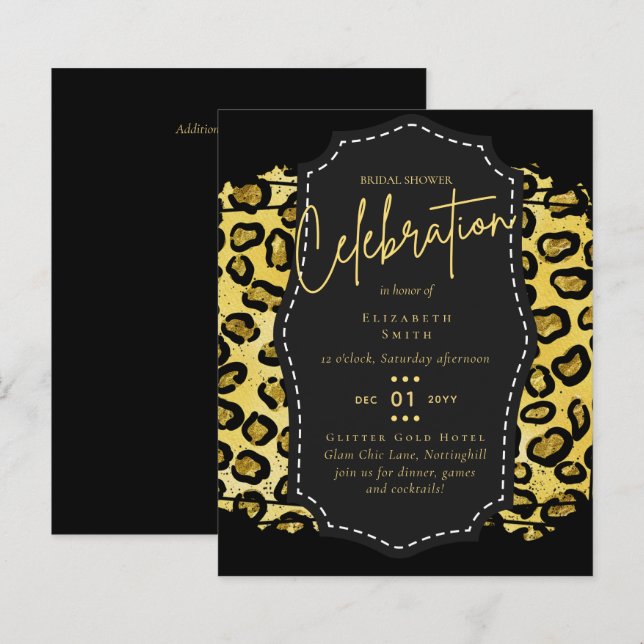 Lámina Invitaciones para el tema del Glitzy Black Gold Br (Anverso / Reverso)