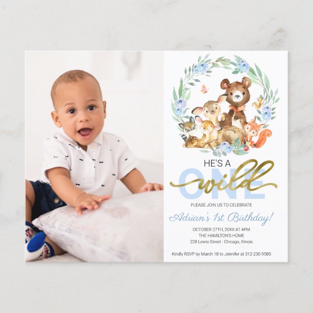 Lámina Invitaciones para foto de primer cumpleaños de Bud (Anverso)