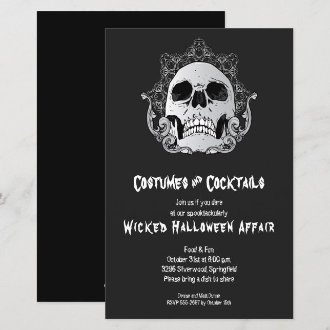 Lámina Invitaciones para Halloween con presupuesto de crá (Anverso / Reverso)