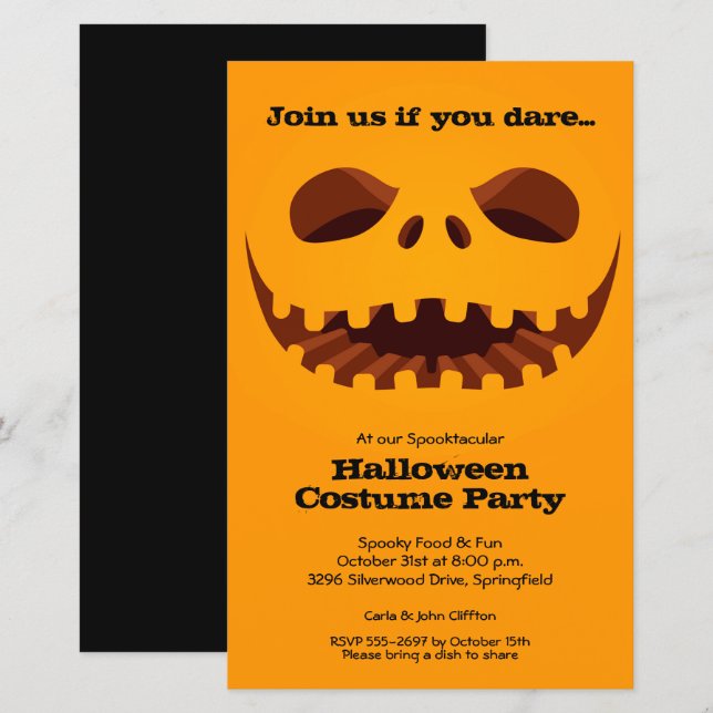 Lámina Invitaciones para Halloween con presupuesto Jack o (Anverso / Reverso)