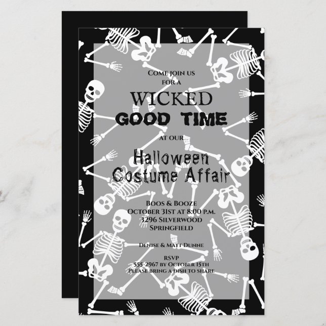 Lámina Invitaciones para Halloween con presupuesto para e (Anverso / Reverso)