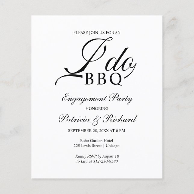 Lámina Invitaciones para la fiesta de compromiso Budget I (Anverso)