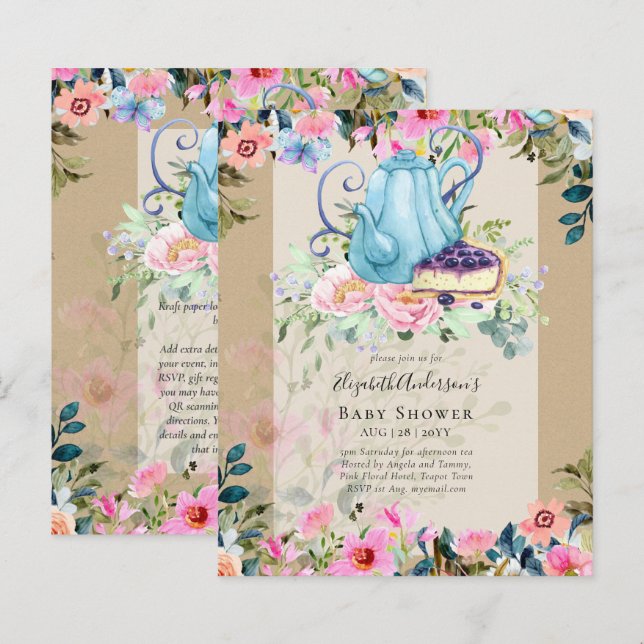 Lámina Invitaciones para la fiesta de té de cuento para B (Anverso / Reverso)