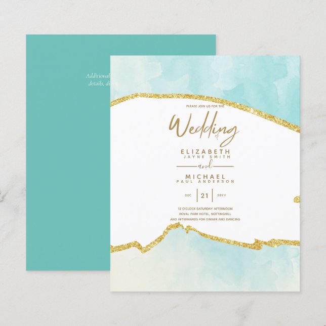Lámina Invitaciones para la Sublime Boda de Oro Azul de O (Anverso / Reverso)
