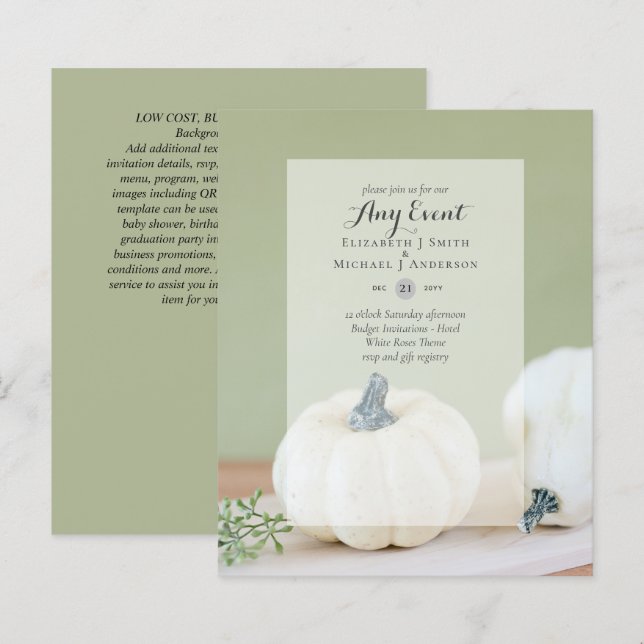 LÁMINA INVITACIONES PRESUPUESTARIAS - CUALQUIER EVENTO -  (Anverso / Reverso)