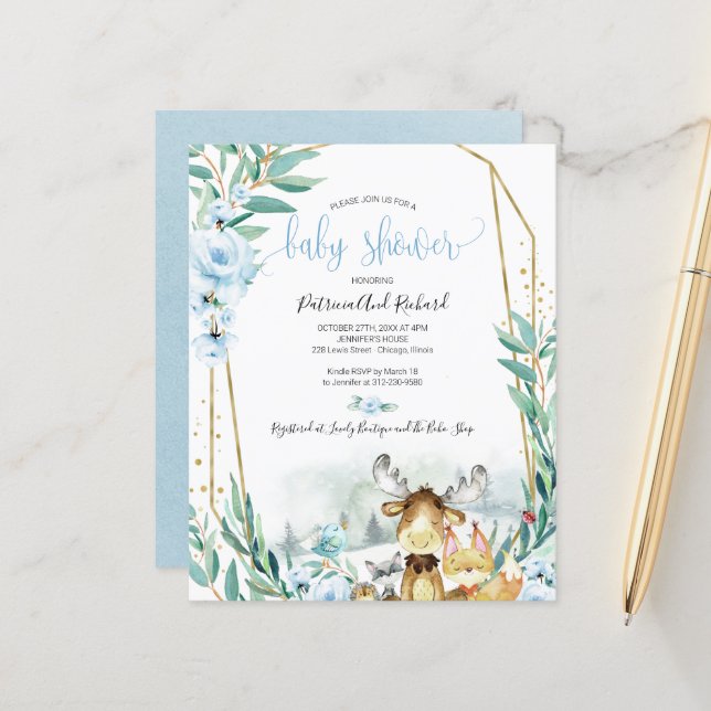 Lámina Invitaciones presupuestarias de Woodland Animals B (Anverso/Reverso In Situ)