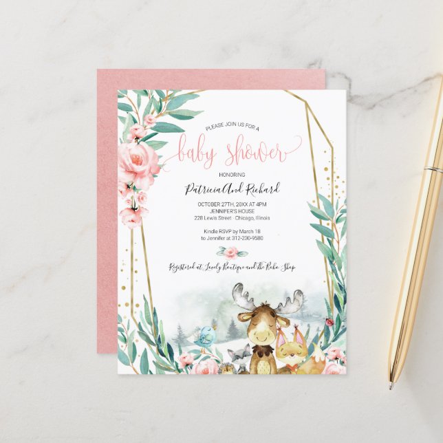 Lámina Invitaciones presupuestarias de Woodland Animals B (Anverso/Reverso In Situ)