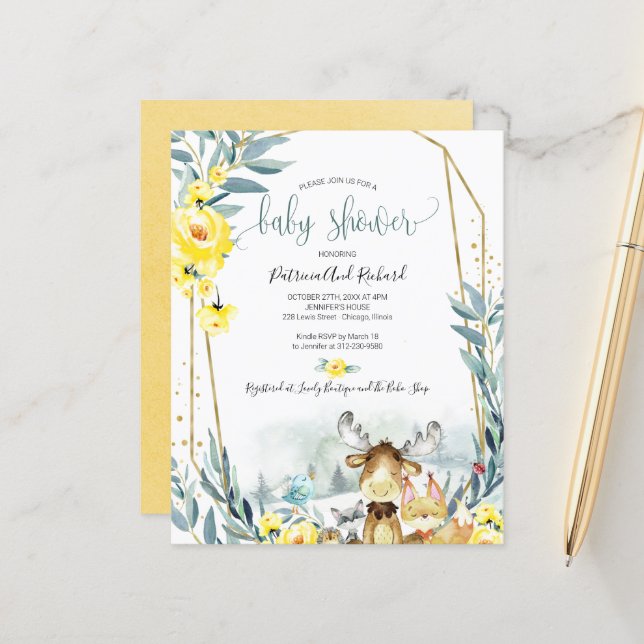 Lámina Invitaciones presupuestarias de Woodland Animals B (Anverso/Reverso In Situ)