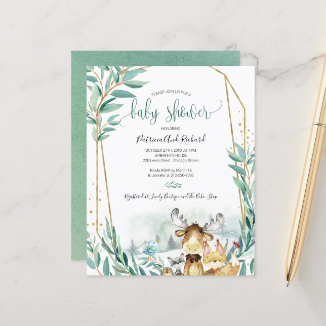 Lámina Invitaciones presupuestarias de Woodland Animals B (Anverso/Reverso In Situ)