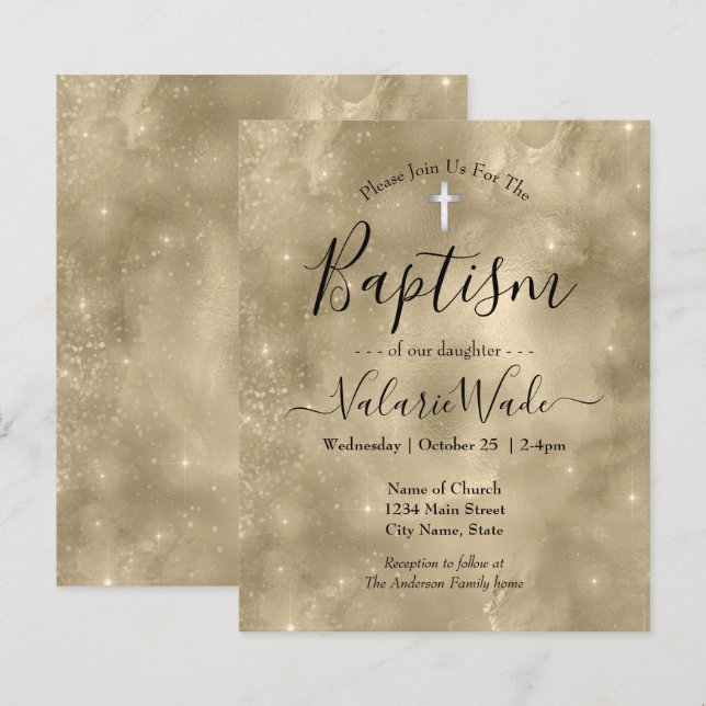 Lámina Invitaciones presupuestarias para el bautismo de P (Anverso / Reverso)