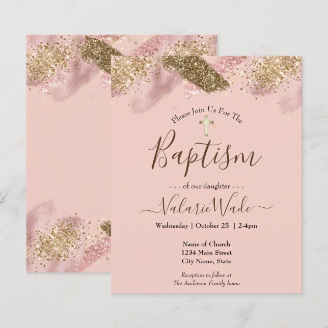Lámina Invitaciones presupuestarias para el bautismo de P (Anverso / Reverso)