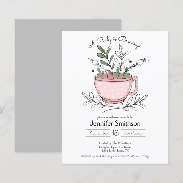 Lámina Invitaciones presupuestarias para el Fiesta de té  (Anverso / Reverso)