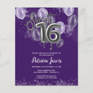 Lámina Invitaciones presupuestarias para los globos de 16