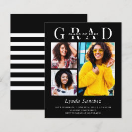 Lámina Invitaciones simples de graduación de fotos en bla