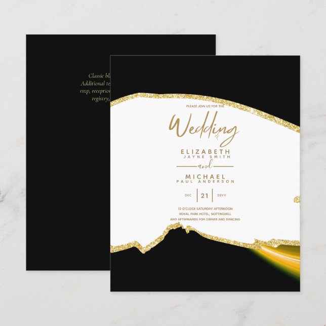 Lámina Invitaciones sublimes de la Boda Blanca de Oro Neg (Anverso / Reverso)