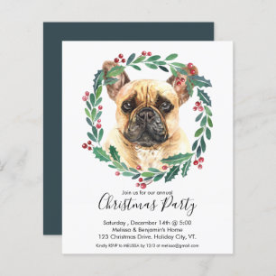 Lámina Invitan a Fiesta de Navidades de perro de Bulldog 