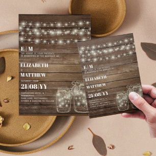 Lámina Invitan a la boda por las luces rusticas del presu