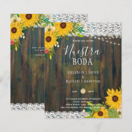 Lámina Invitan a LeahG Nuestra Boda Sunflowers Lace Light