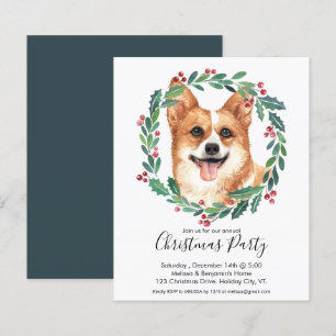 Lámina Invitan a Navidades de perro de Welsh Corgi Pembro