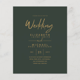 Lámina Invitan a una moderna boda de oro verde