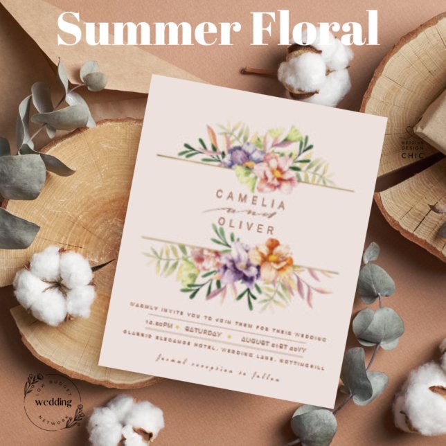 Lámina Invitar a la boda floral de verano de presupuesto  (Subido por el creador)