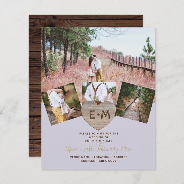 Lámina Invitati, COLLAGE DE FOTOS del corazón grabado en  (Anverso / Reverso)