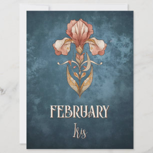 Lámina Iris audaz de febrero Art Nouveau azul imprimible