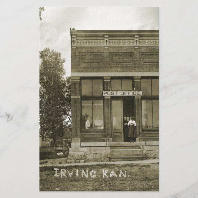 LÁMINA IRVING KANSAS POST OFFICE FOTO MARSHALL COUNTY KS (Anverso)