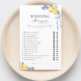 Lámina Italian Blue Bow & Lemons Bridal Wedding Shoe Game