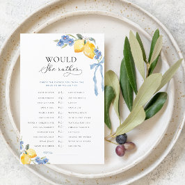 Lámina Italian Bow & Lemons Bridal Would She Rather Game