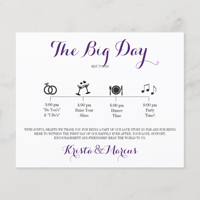 Lámina Itinerario Boda de iconos - Boda de destino (Anverso)