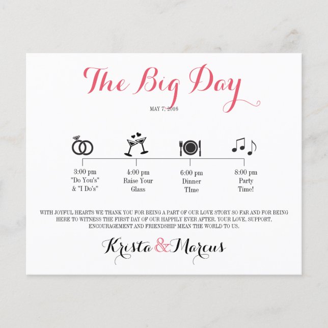 Lámina Itinerario Boda de iconos - Boda de destino (Anverso)