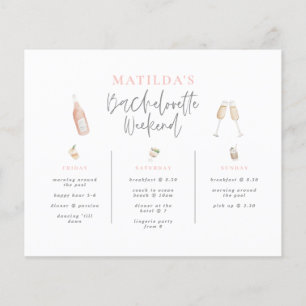 Lámina itinerario de bachelorette de bebeba de color rosa
